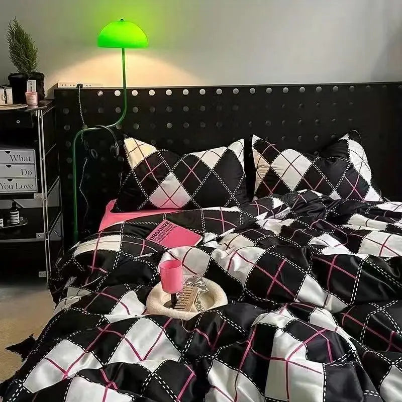 Ins Princess Pink Heart Duvet Cover Set Pillowcase Bed Sheet Kids Girls Bedding Set Queen Twin Cute Kawaii Quilt Cover No Filler