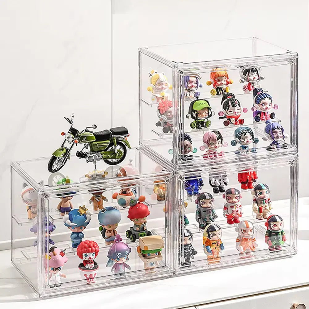 1pc Three Layer Acrylic Display Rack Transparent Ladder Handmade Anime Car Model Blind Box Storage Box Jewelry Sorting Box