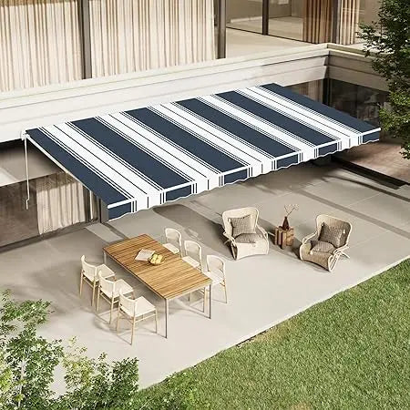 13'×10' Patio Awning Retractable Awning Sun Shade Awning Cover Outdoor Patio Canopy Sunsetter Deck Awnings with Manual Crank Ha
