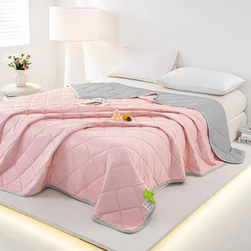 Air Condition Summer Blanket Washable Ice Silk Cold Feeling Quilt Lightweight Breathable Cooling Kids Adults Bedroom Quilts 여름이불