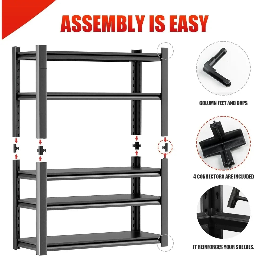 Metal Garage Storage Shelving Unit, 5-Tier Heavy Duty Adjustable Utility Shelves, Industrial Steel Shelving for Garage
