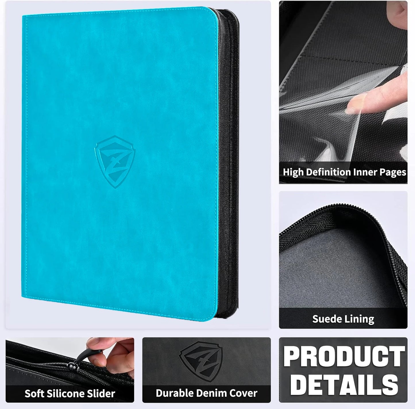 Toploader Card Binder, 9-Pocket Trading Card Album Holder fits for 3 x 4'' Top Loader, Double-sided Card Display Storage Carry