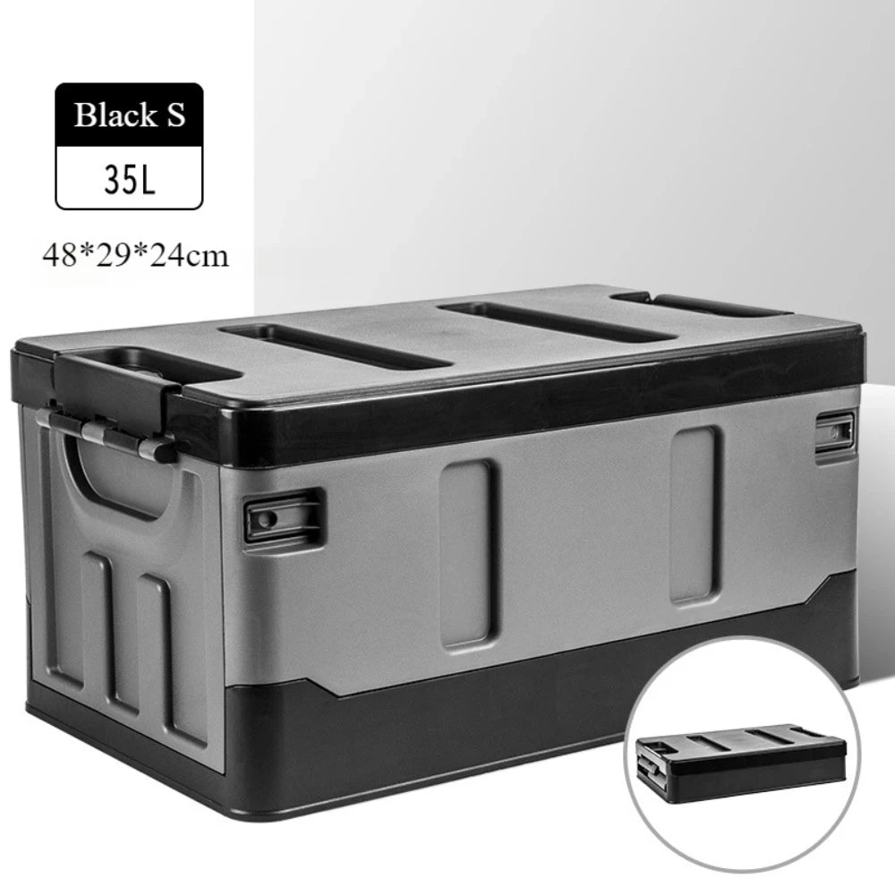 Large Camping Storage Box Extra Car Trunk Box Portable Waterproof Large Car Seat Storage Case Folding Outdoor Organizer Plastic