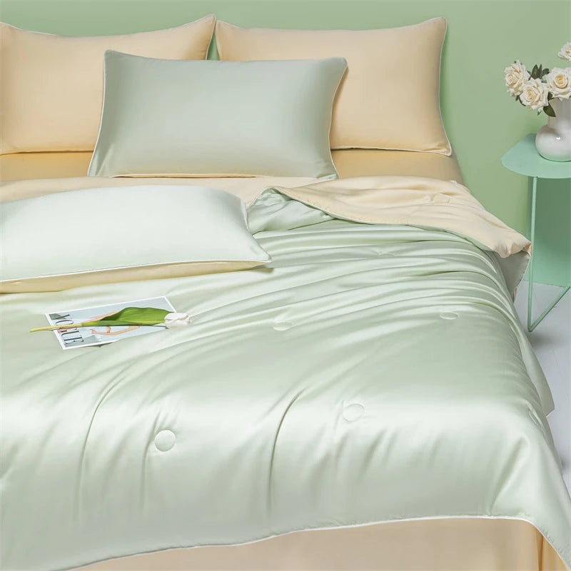 2024 Summer Cool Quilt Water Washed Ice Silk Double Sides Cooling, Cold Air Conditioning Thin Blanket, Luxury Bedding Comforter