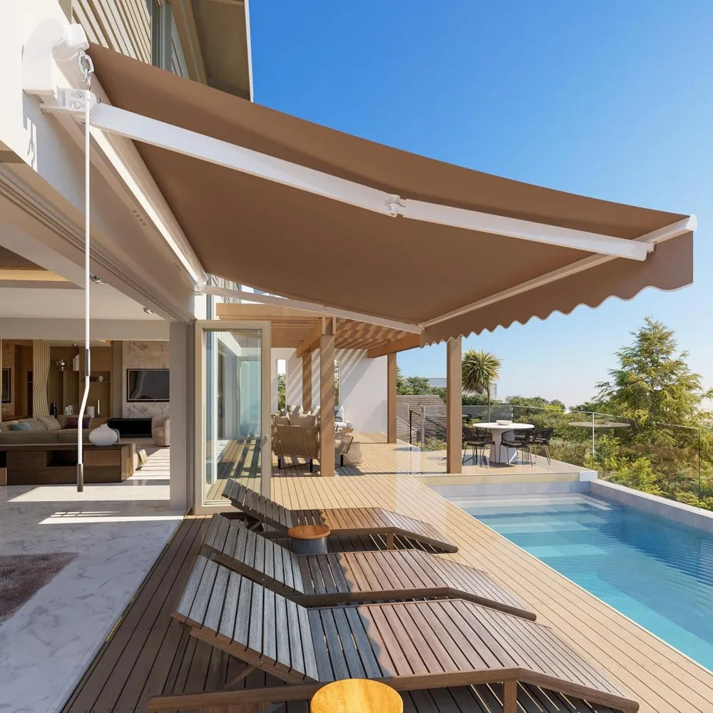 Patio Retractable Awning 13 x 8 ft Sun Shade Shelter Cover,Outdoor Patio Awnings for Shop, Restaurant, Cafe, Courtyard, Balcony