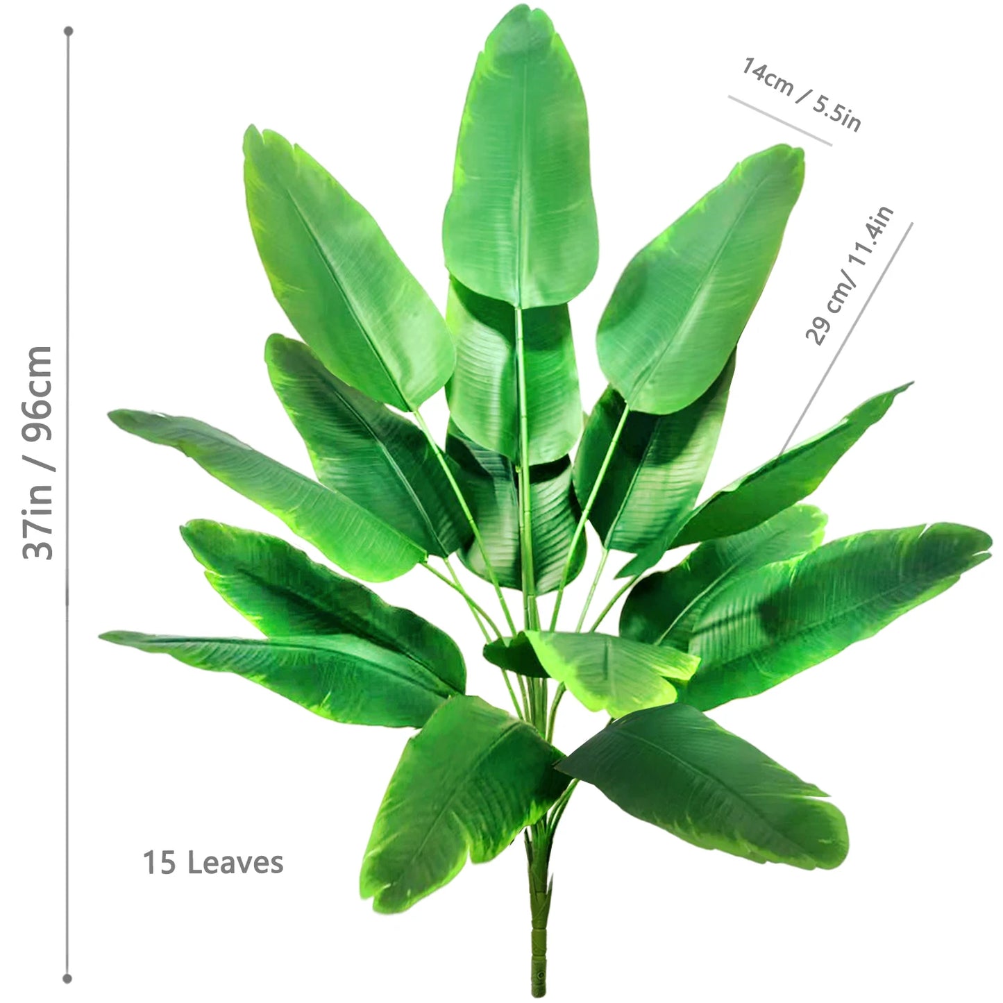 66-125cm 24 Leaf Large Tropical Palm Tree Fake Banana Plant Leaves Real Touch Strelitzia Reginae Plastic Plant for Home Garden