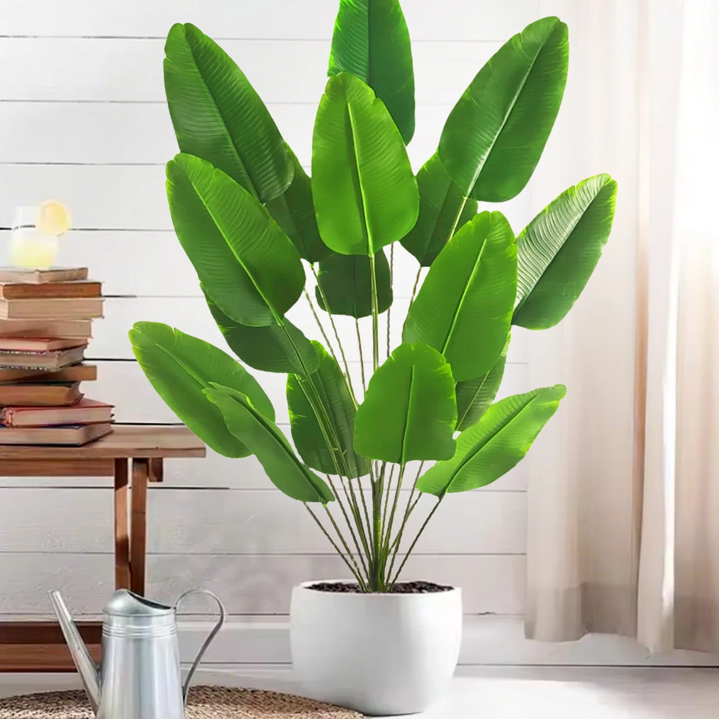 66-125cm 24 Leaf Large Tropical Palm Tree Fake Banana Plant Leaves Real Touch Strelitzia Reginae Plastic Plant for Home Garden