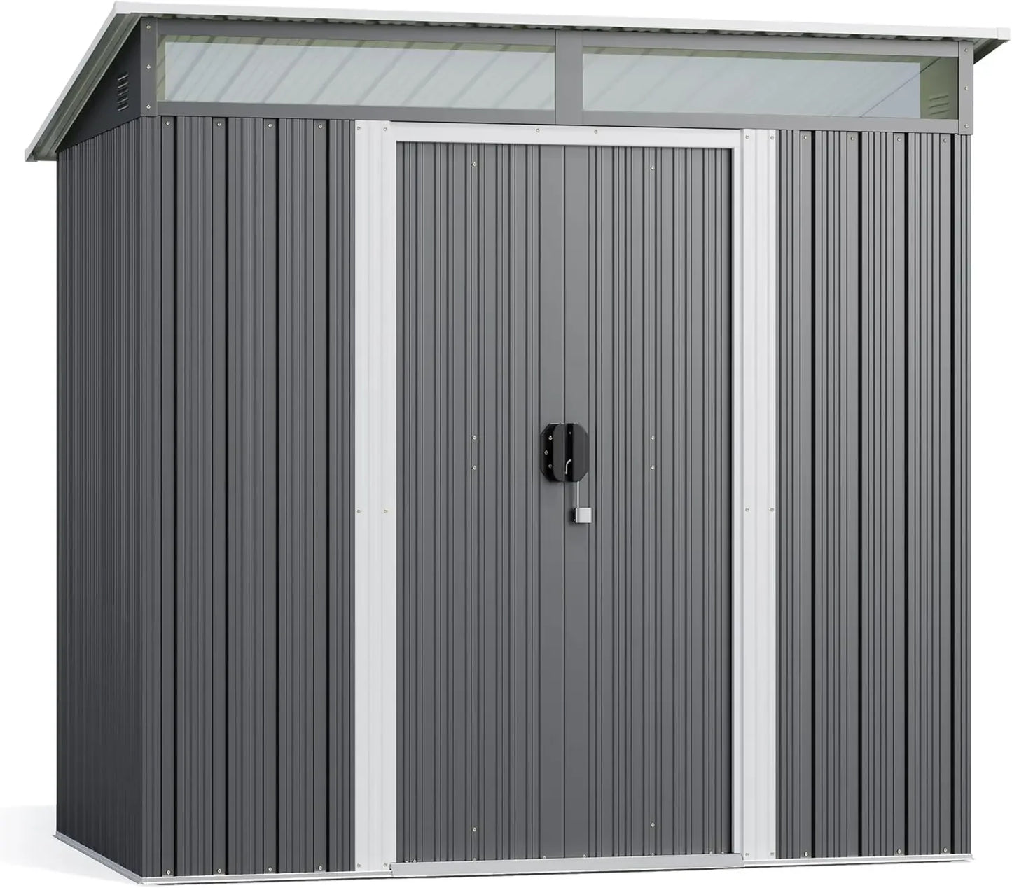 Outdoor Storage Shed Metal Garden Shed with Sliding Lockable Doors, Versatile Tool Bike Shed with Transparent Panel Windows