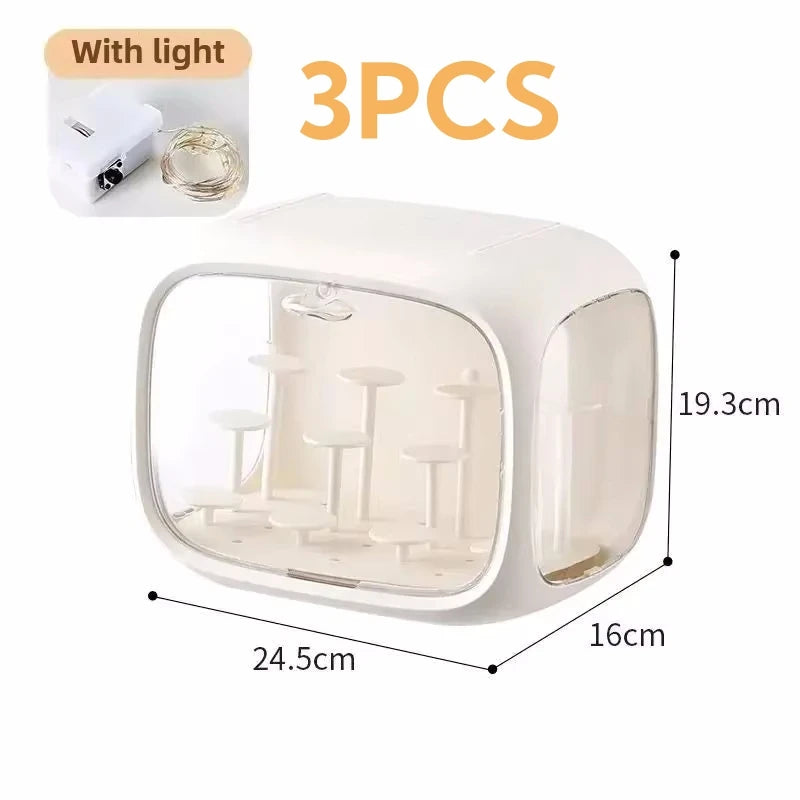 1/2/3/4 PCS Acrylic Organizer Box Display Case with LED Lights for Collectibles Transparent Storage Organizer for Action Figures