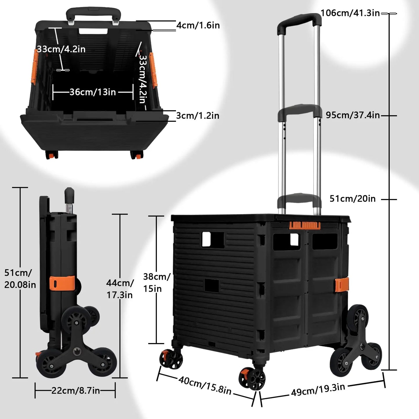 SELORSS Large Capacity Foldable Utility Cart Outdoor Portable Shopping Carts Vegetable Basket Cart for Camping Shopping Storage