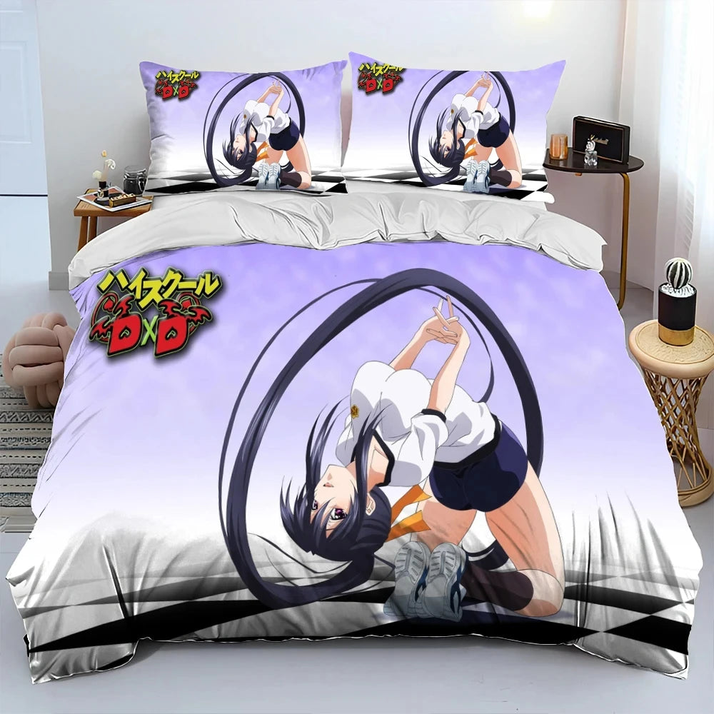 Sexy Girl High School DxD Anime Bedding Set Duvet Cover Bed Set Quilt Cover Pillowcase Comforter king Queen Size Boys Adult