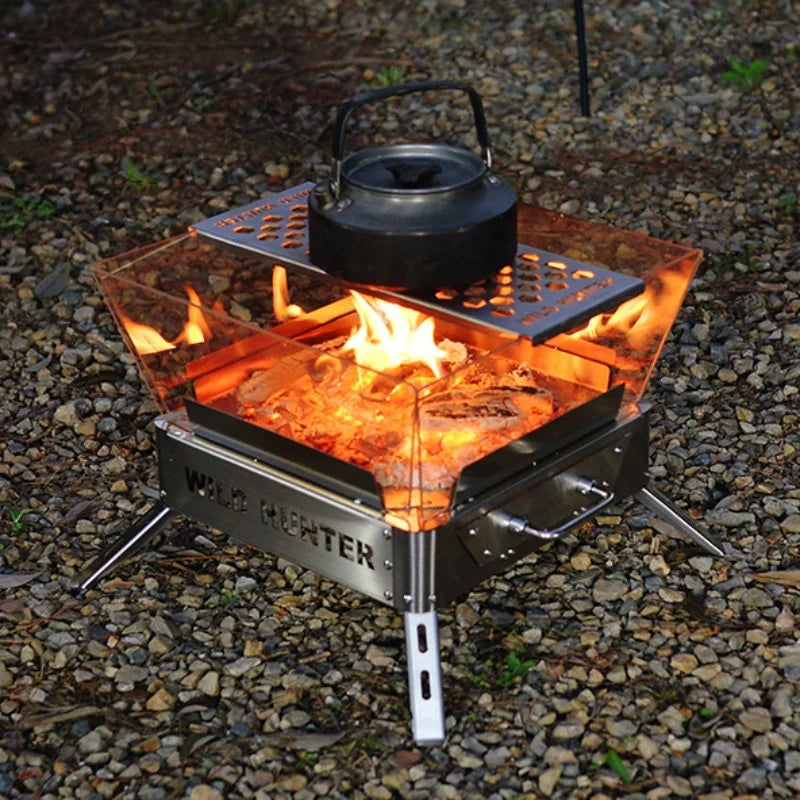 Smilodon-Camping Stainless Steel Folding Bonfire Stove Portable Wood Burner Campfire Furnace Outdoor Fire Wood BBQ Stove
