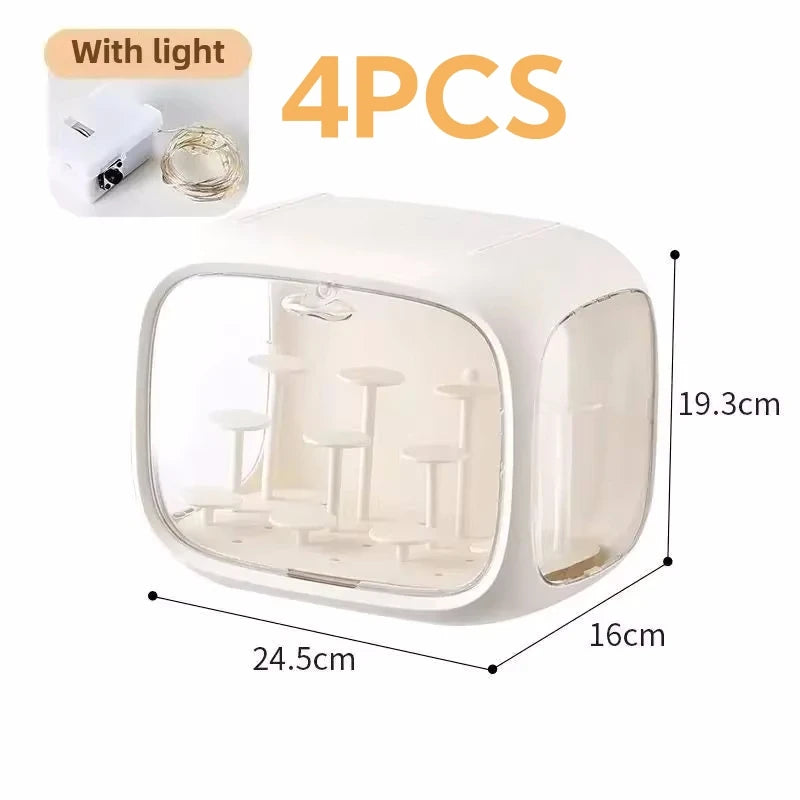 1/2/3/4 PCS Acrylic Organizer Box Display Case with LED Lights for Collectibles Transparent Storage Organizer for Action Figures