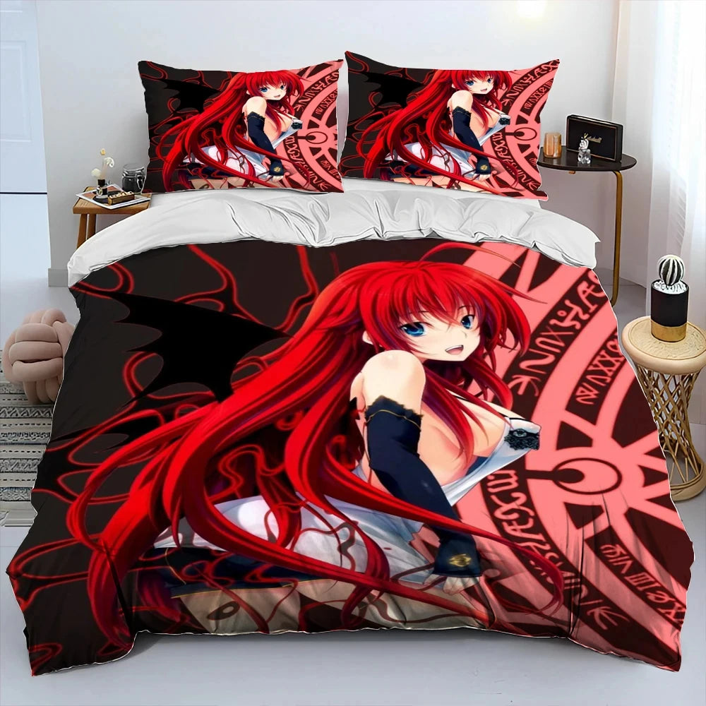 Sexy Girl High School DxD Anime Bedding Set Duvet Cover Bed Set Quilt Cover Pillowcase Comforter king Queen Size Boys Adult