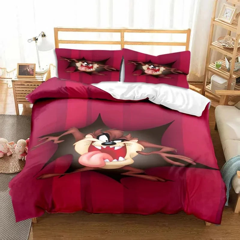 3D Print Cartoon Tasmanian Devil Fashion Bedding Set Double Twin King Duvet Cover Comforter Pillowcase Boys Girls Adults Bedroom