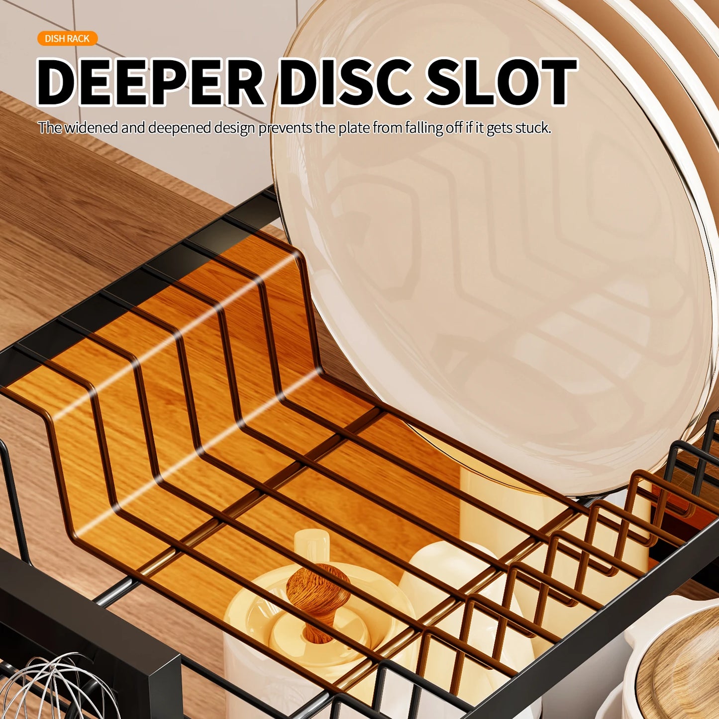 Dish Drying Rack,Kitchen organizers and storage,2-Tier Kitchen Organizers and Storage for Dishes, Bowls, Cutlery, Black