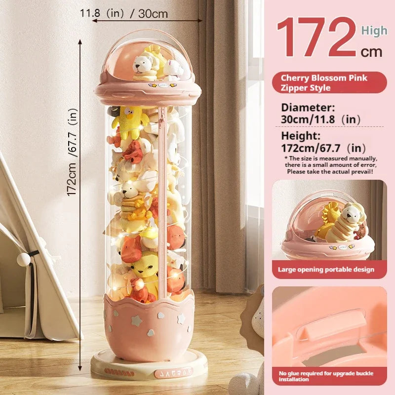 Astronaut Doll Storage Box Children's Plush Toys Storage Boxes Transparent Plastic Stuffed Home Storage Organization Zipper Bin
