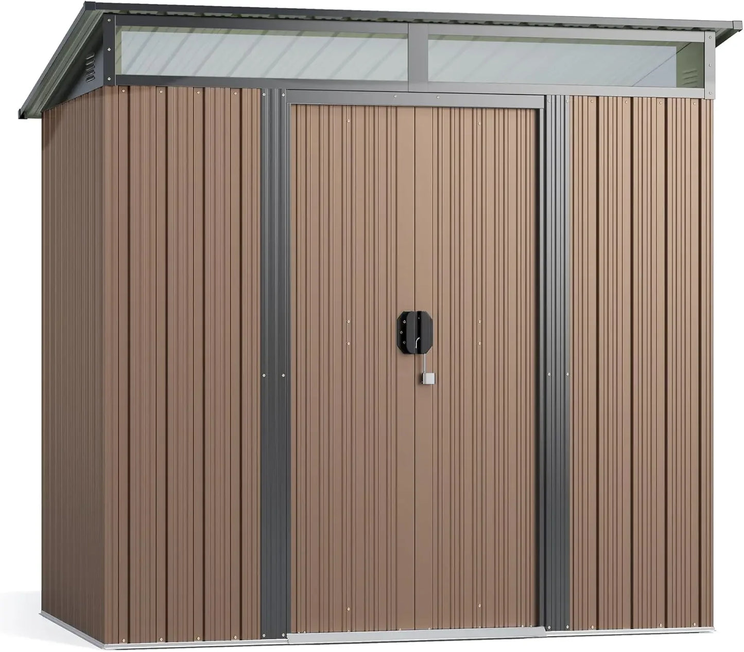 Outdoor Storage Shed Metal Garden Shed with Sliding Lockable Doors, Versatile Tool Bike Shed with Transparent Panel Windows