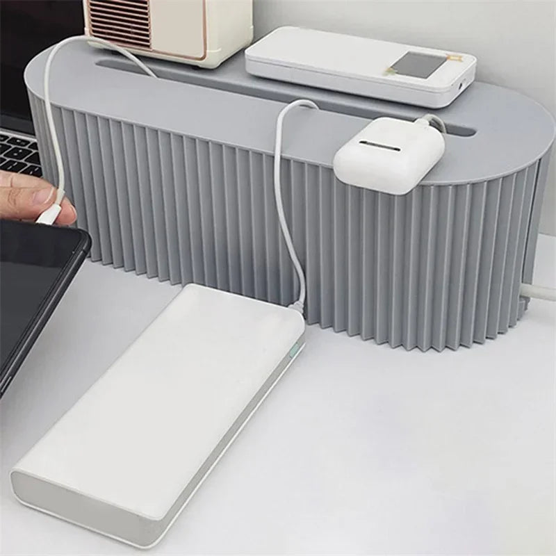 Plastic Practical Bedroom Tabletop Socket Cable Storage Case Easy to Use Cable Storage Box Portable Daily Use