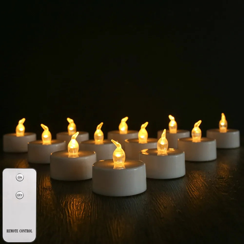 Battery Operated Tea Light Candles with Remote Control 12/24Pack Flameless Flickering LED Realistic and Bright Electric Candles