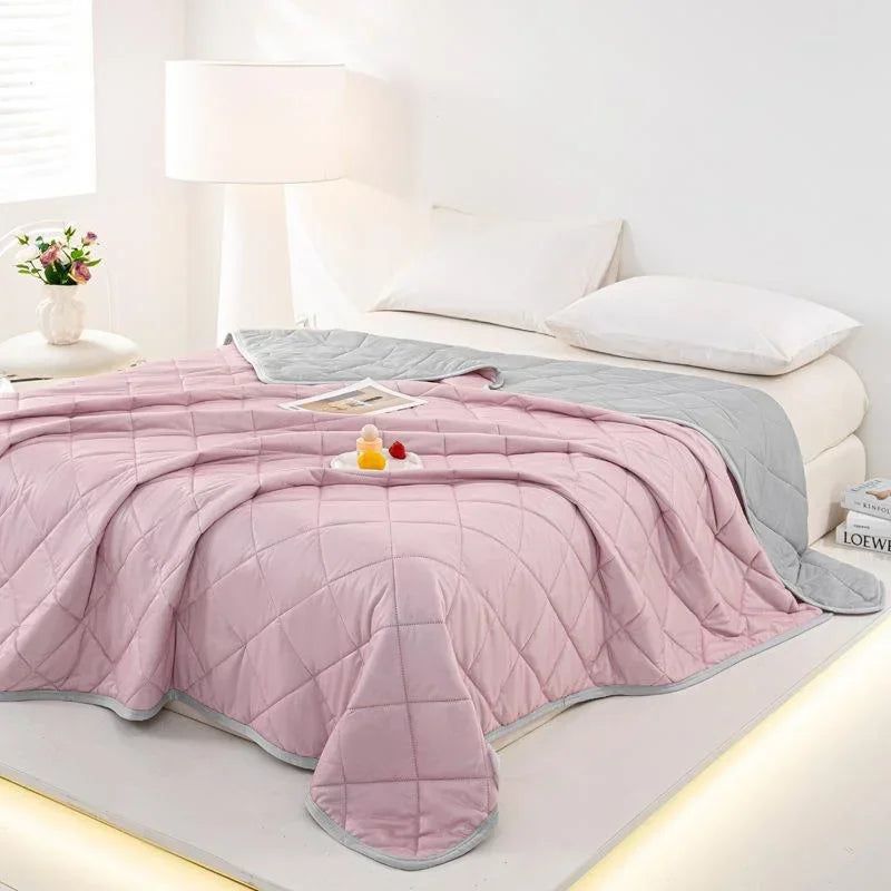 Air Condition Summer Blanket Washable Ice Silk Cold Feeling Quilt Lightweight Breathable Cooling Kids Adults Bedroom Quilts 여름이불