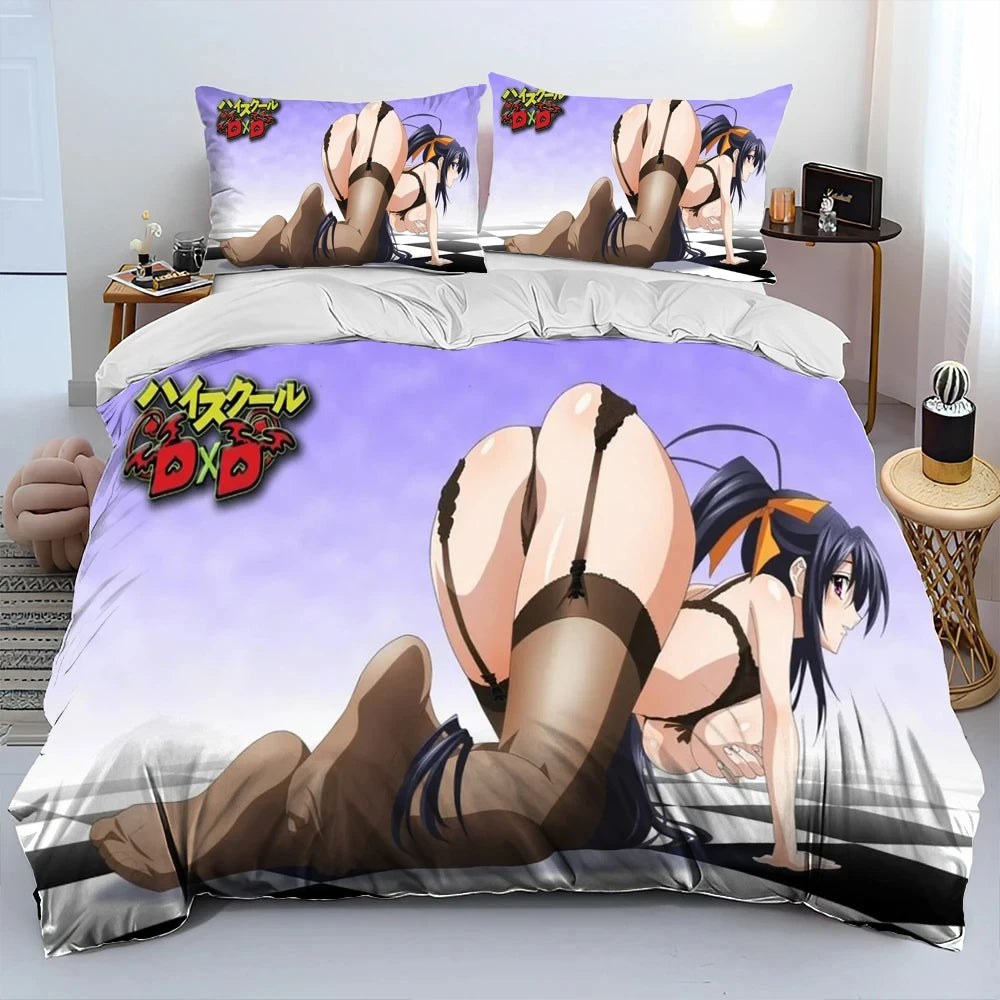 Sexy Girl High School DxD Anime Bedding Set Duvet Cover Bed Set Quilt Cover Pillowcase Comforter king Queen Size Boys Adult