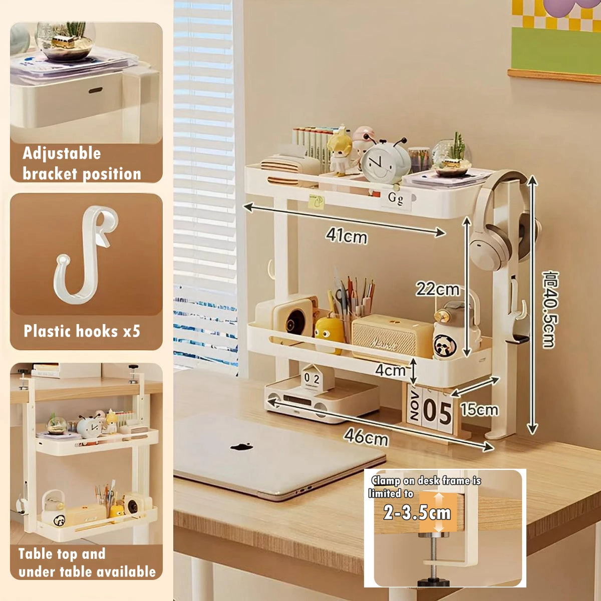 2Layer Desktop Storage Shelf Office Table Stationery Bookshelf Rak Desktop 0rganizer Meja Desktop Organizing Rack