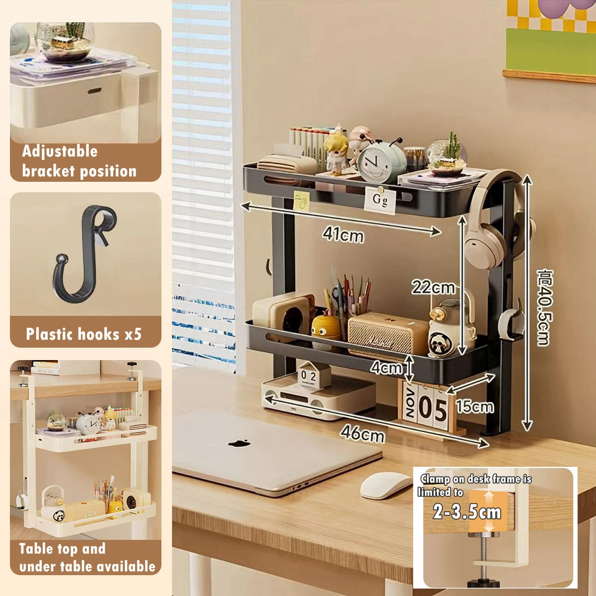 2Layer Desktop Storage Shelf Office Table Stationery Bookshelf Rak Desktop 0rganizer Meja Desktop Organizing Rack