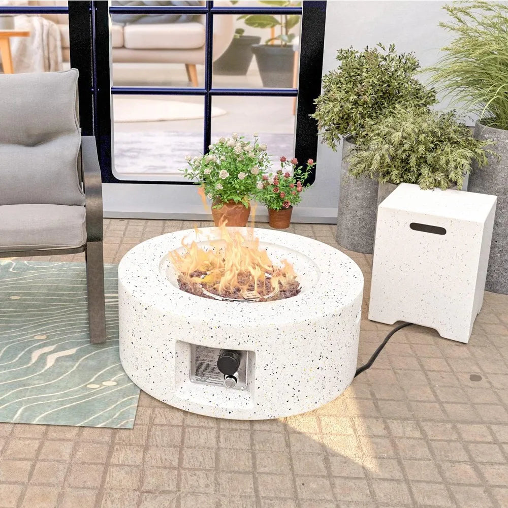 Outdoor Propane Fire Pit 40,000 BTU 28-inch Round Concrete Natural Gas Fire Table Outside Outdoor Propane Fire Pit