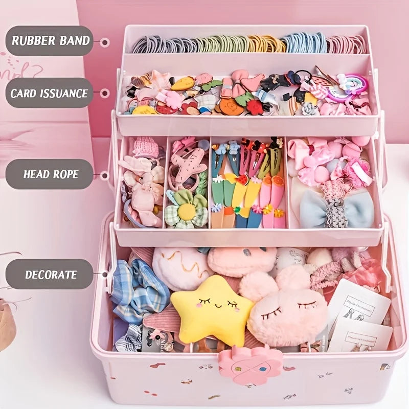 Multi Layer Accessory Storage Box with Lid - Perfect for Storing Hairbands, Jewelry, and More Home Organizer