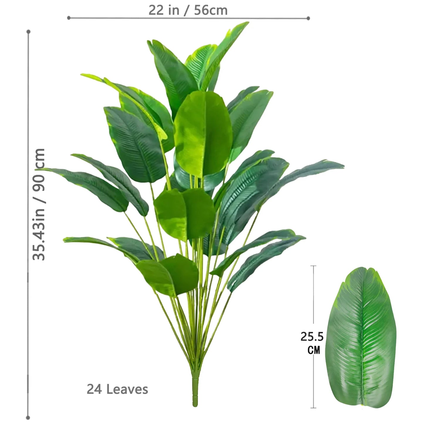 66-125cm 24 Leaf Large Tropical Palm Tree Fake Banana Plant Leaves Real Touch Strelitzia Reginae Plastic Plant for Home Garden