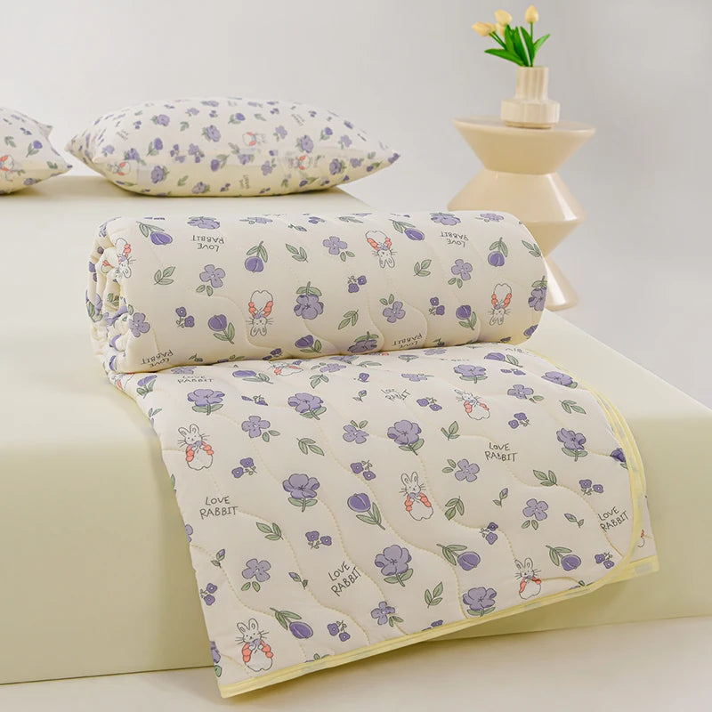 New Printed Cool Feeling Spring Summer Quilt Soft Comfortable Quilted Quilts Single Double Blanket for Bed Comforter Thin Duvet