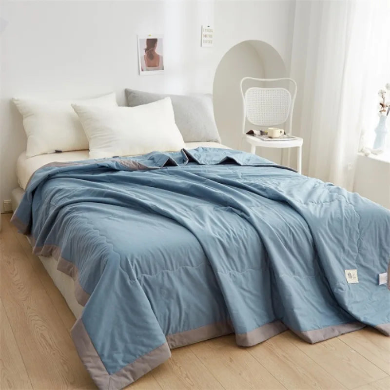Class A 2025 new all cotton color blocked cotton summer quilt, pure cotton summer quilt, breathable air conditioning quilt