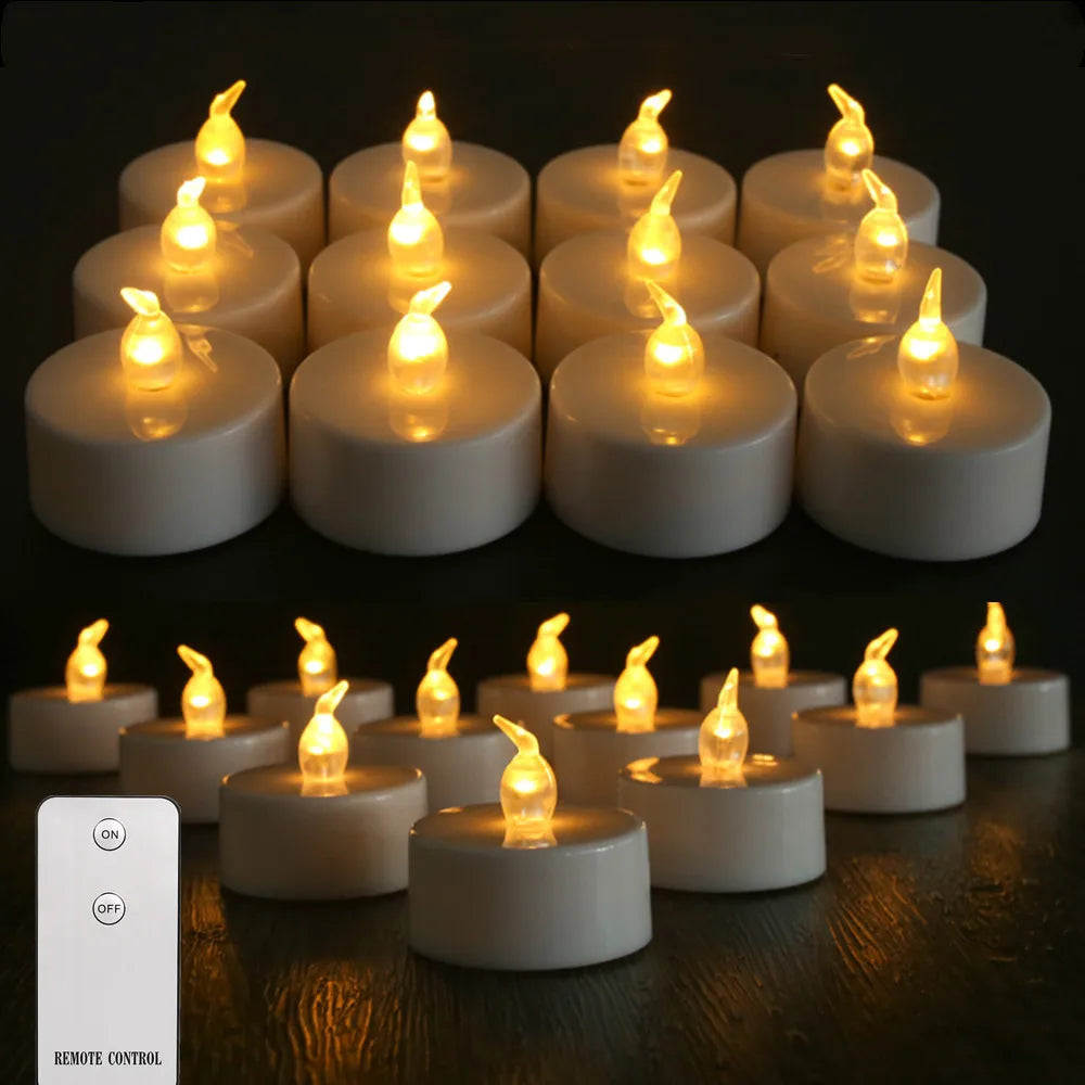 Battery Operated Tea Light Candles with Remote Control 12/24Pack Flameless Flickering LED Realistic and Bright Electric Candles