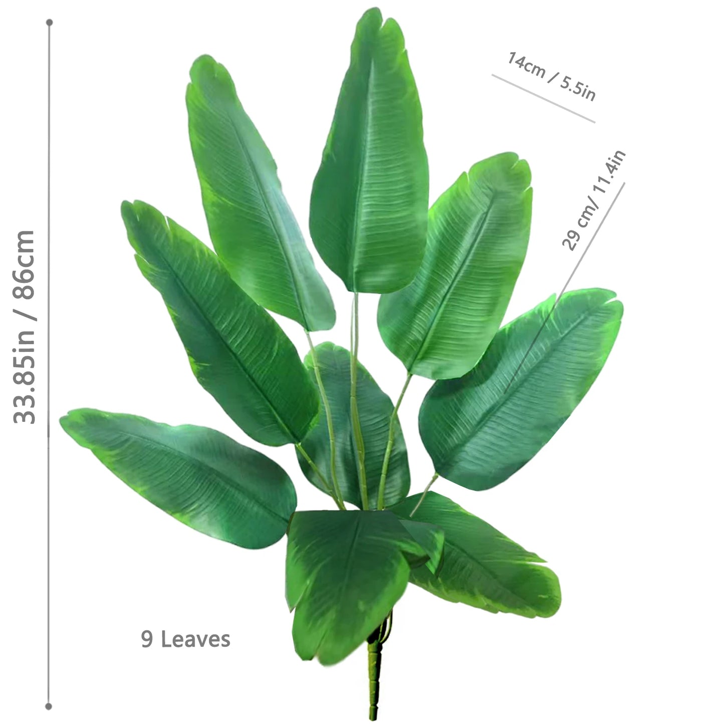 66-125cm 24 Leaf Large Tropical Palm Tree Fake Banana Plant Leaves Real Touch Strelitzia Reginae Plastic Plant for Home Garden