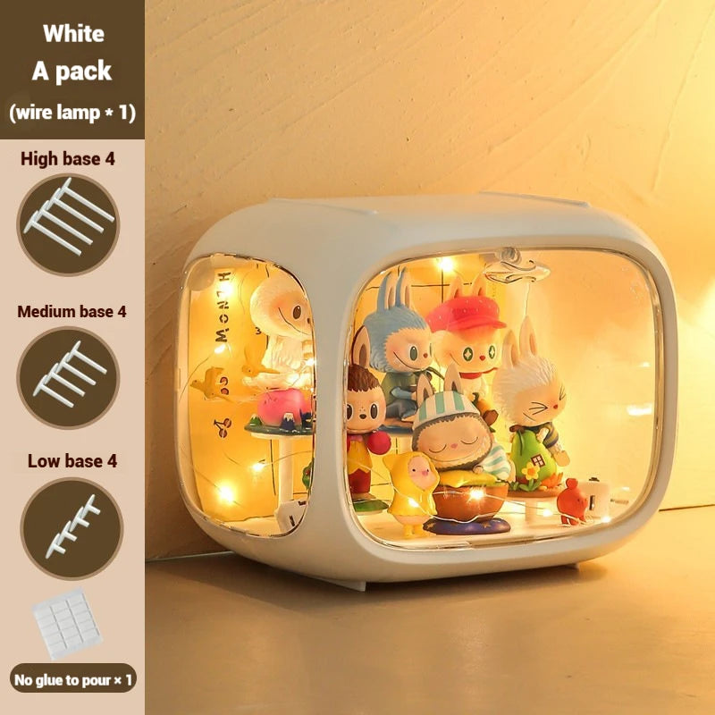 1/2/3/4 PCS Acrylic Organizer Box Display Case with LED Lights for Collectibles Transparent Storage Organizer for Action Figures