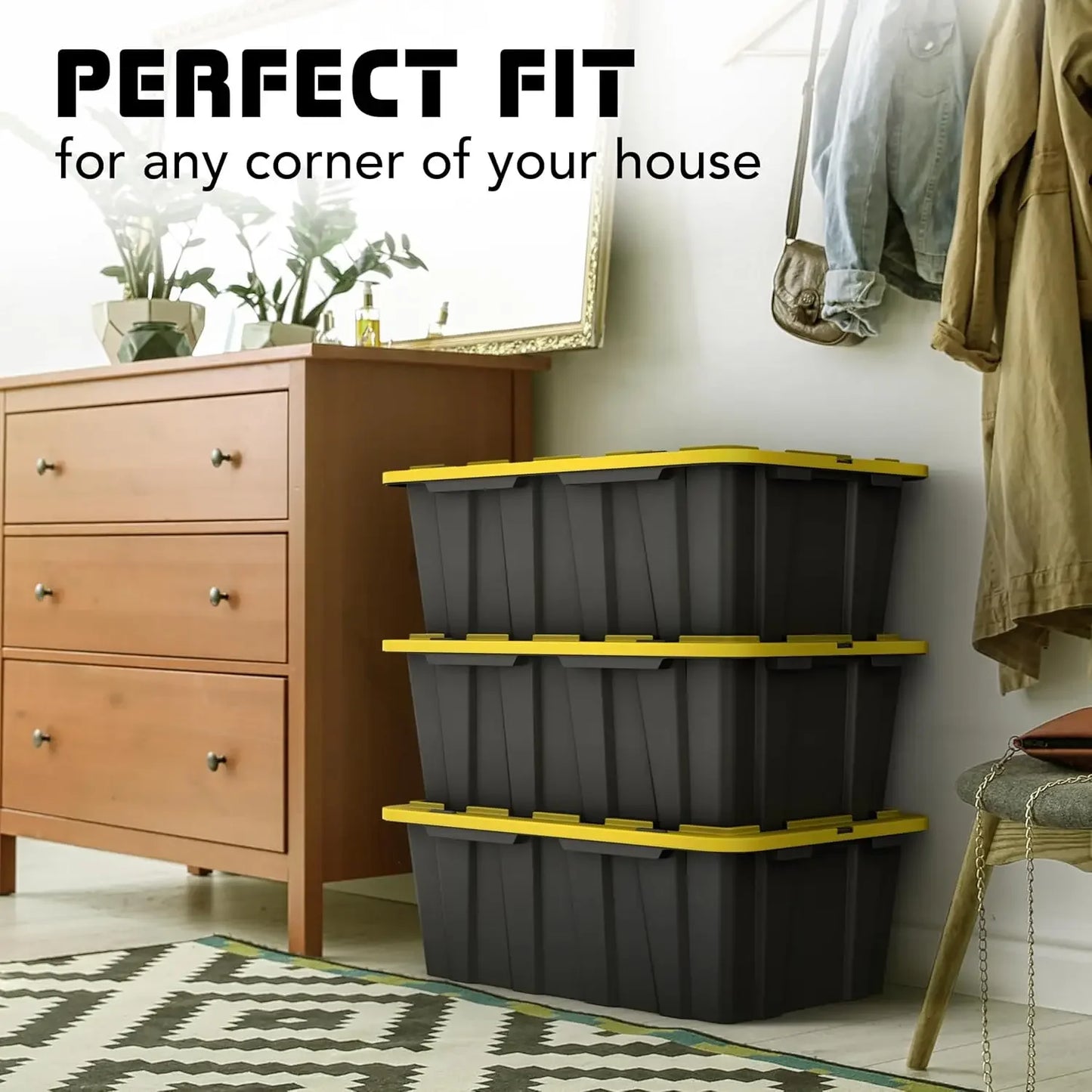 8 PACK of Medium 12 Gallon Plastic Storage Bin Tote Organizing Container with Ultra Durable Secure Latching Lids, Stackable,