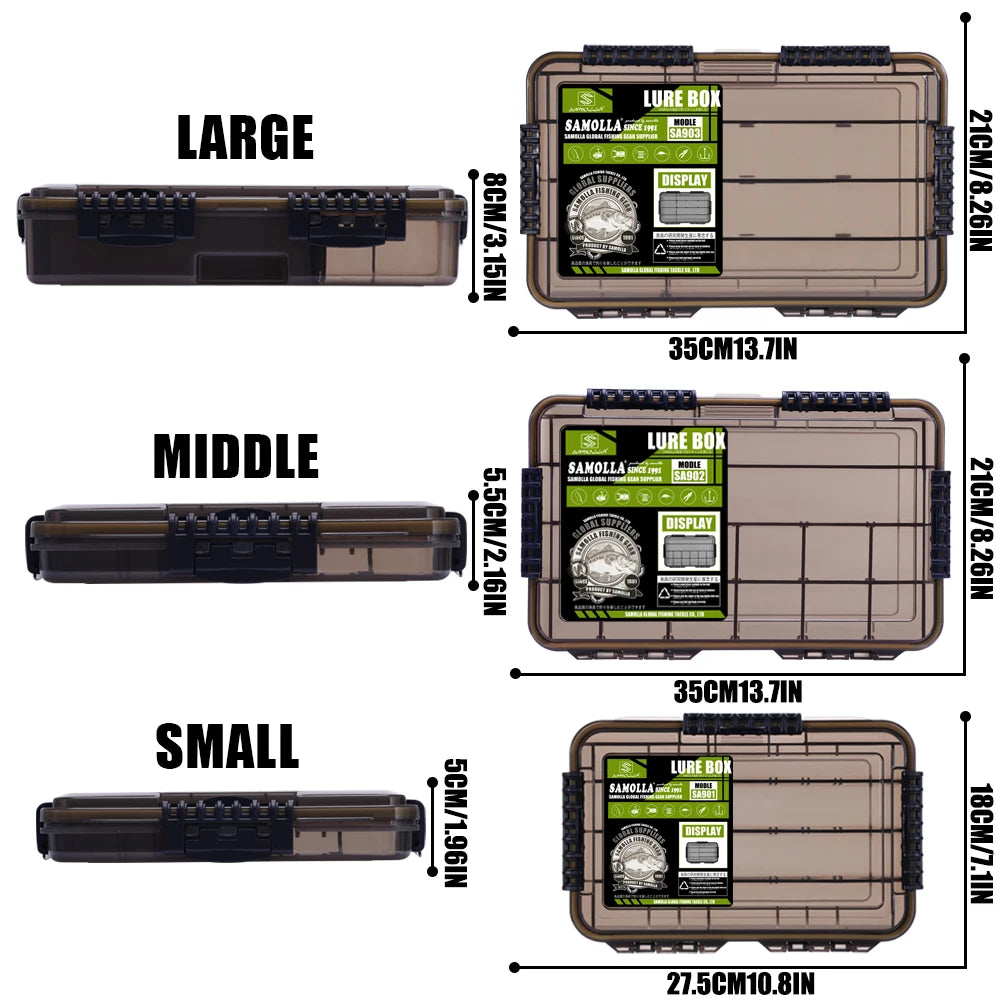 SAMOLLA New large Waterproof Fishing Tackle Box, Fish Hook Fishing Lure Bait Storage Case Portable Fishing Gear Accessorie
