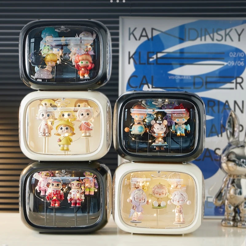 1/2/3/4 PCS Acrylic Organizer Box Display Case with LED Lights for Collectibles Transparent Storage Organizer for Action Figures