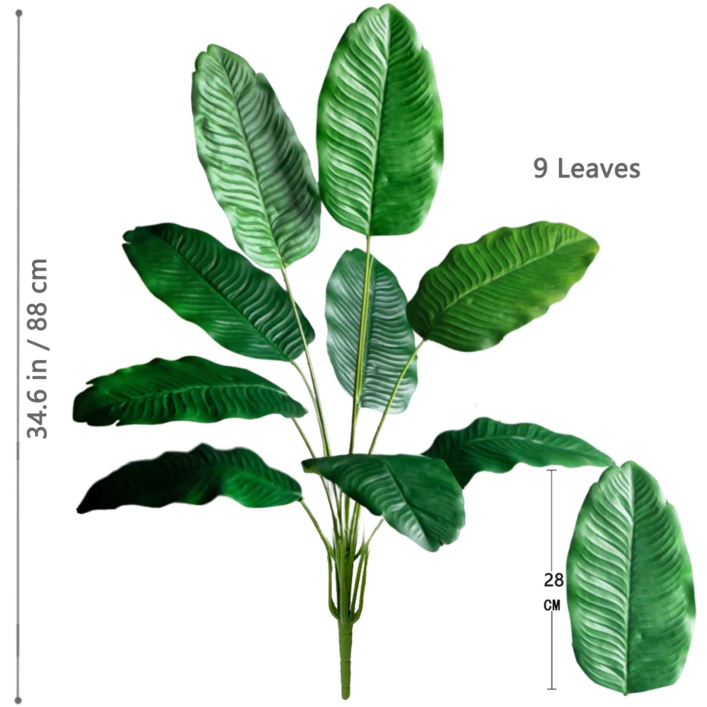 66-125cm 24 Leaf Large Tropical Palm Tree Fake Banana Plant Leaves Real Touch Strelitzia Reginae Plastic Plant for Home Garden