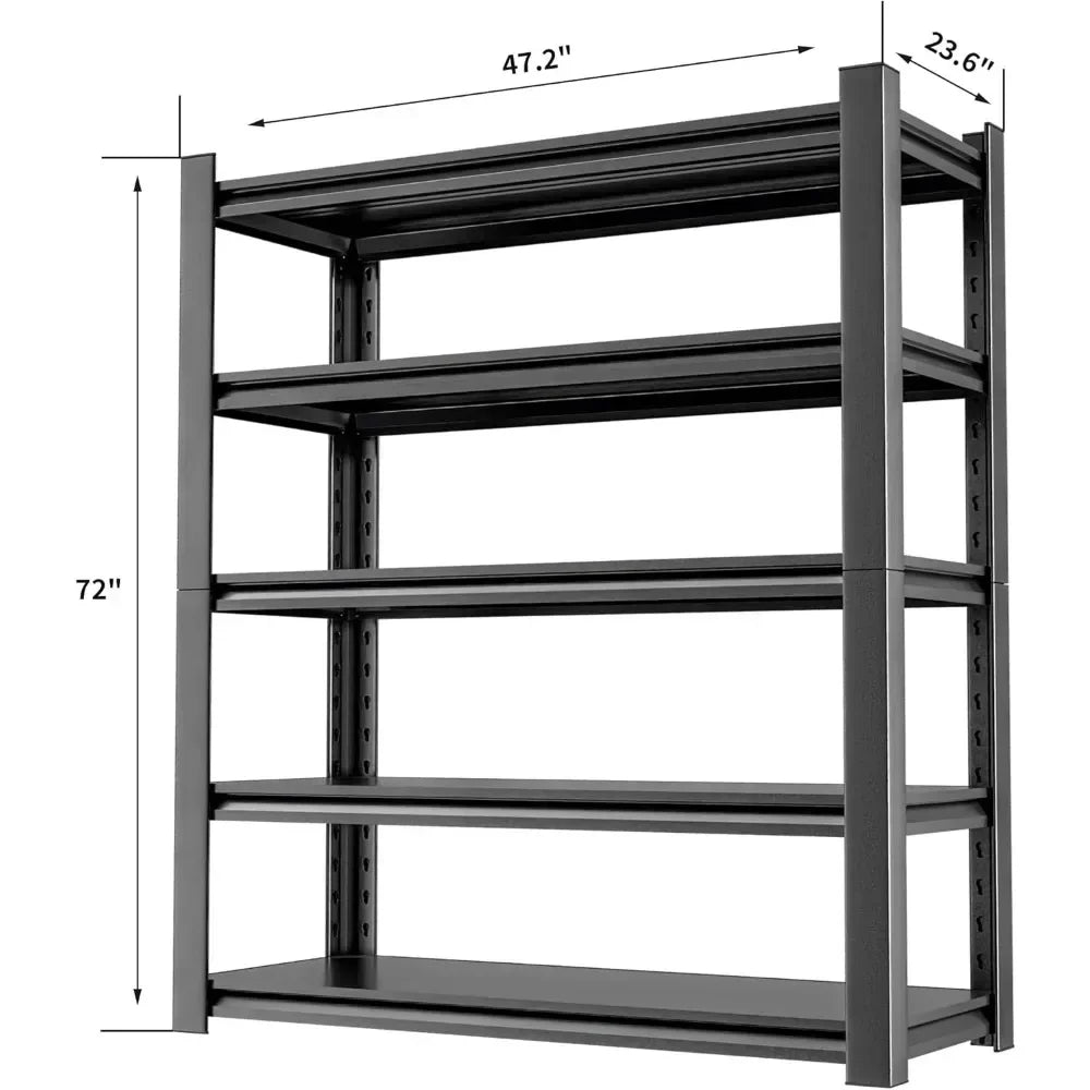 Metal Garage Storage Shelving Unit, 5-Tier Heavy Duty Adjustable Utility Shelves, Industrial Steel Shelving for Garage