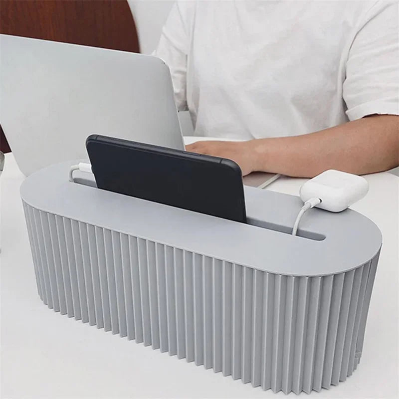 Plastic Practical Bedroom Tabletop Socket Cable Storage Case Easy to Use Cable Storage Box Portable Daily Use