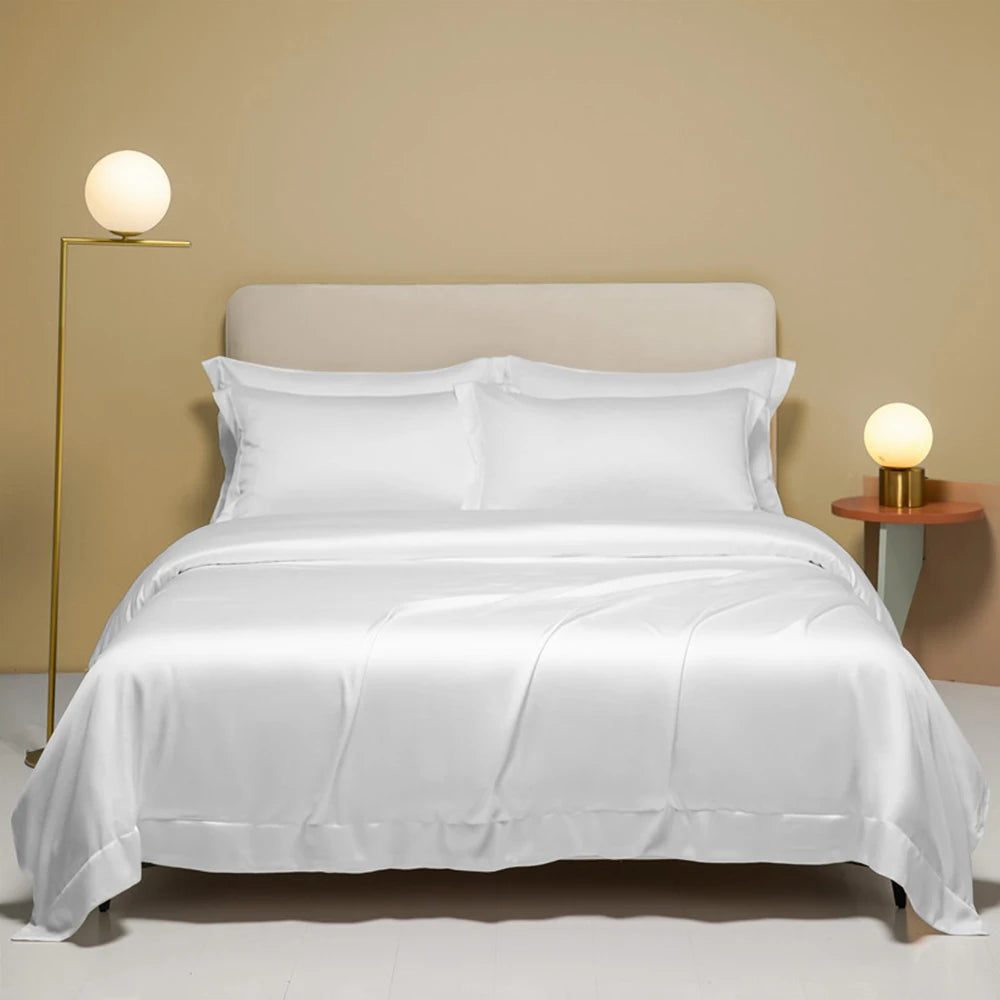 Liv-Esthete Pure Pink 100% Silk Bedding Set Solid Color Duvet Cover Pillow Case Bed Sheet Quilt Cover Double King Queen Bed Sets
