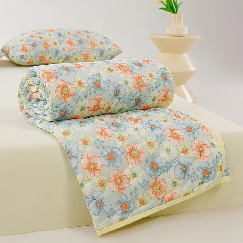 New Printed Cool Feeling Spring Summer Quilt Soft Comfortable Quilted Quilts Single Double Blanket for Bed Comforter Thin Duvet