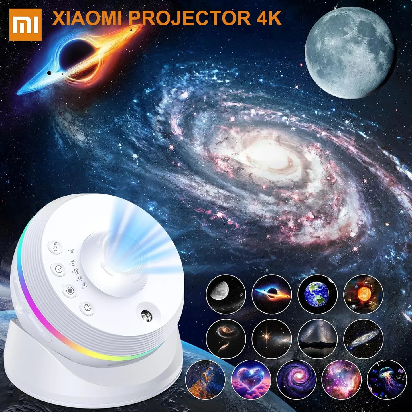 Xiaomi LED Night Light Galaxy Star Projector 4K HD 13 IN 1 Planetarium Projector 360° Rotation For Bedroom Decor Children Gift