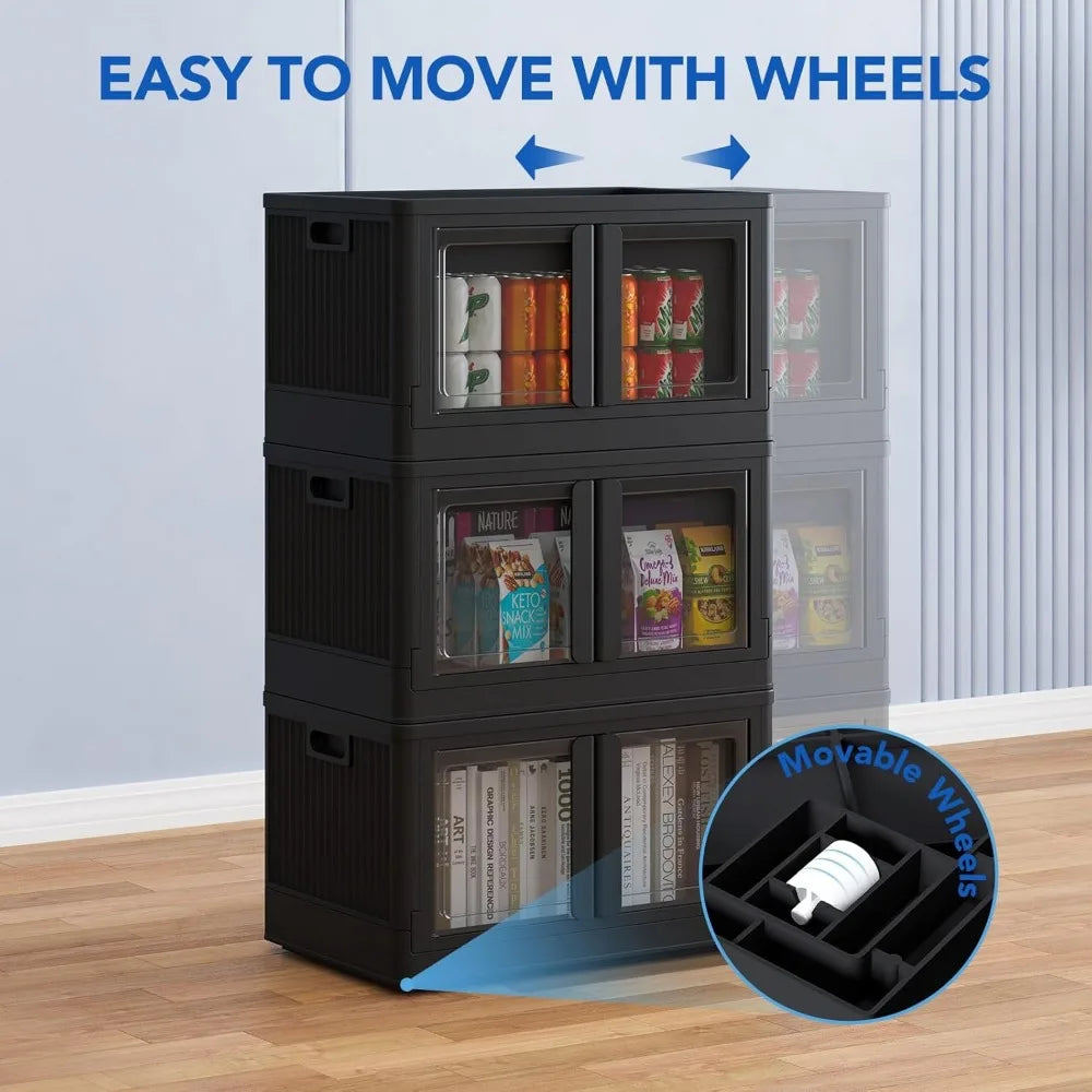 Stackable Storage Bins with Lids, Collapsible Plastic Storage Bins, 304 QT-4 Pack Closet Organizers and Storage Containers