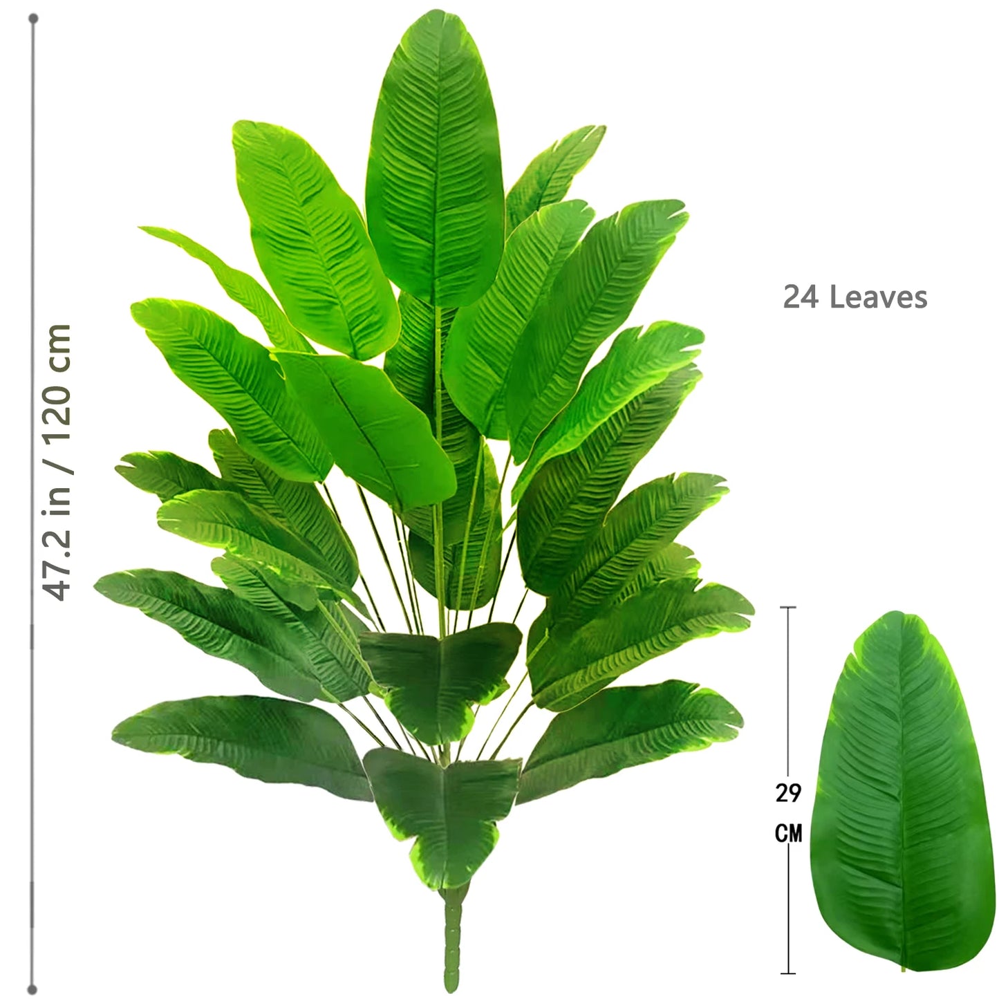 66-125cm 24 Leaf Large Tropical Palm Tree Fake Banana Plant Leaves Real Touch Strelitzia Reginae Plastic Plant for Home Garden