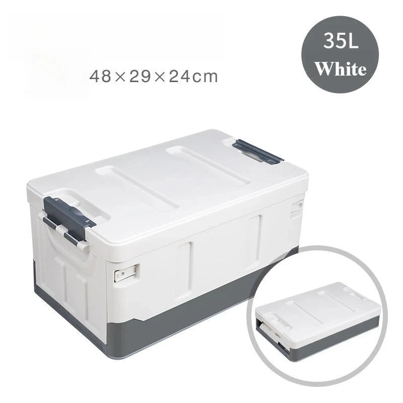 Large Camping Storage Box Extra Car Trunk Box Portable Waterproof Large Car Seat Storage Case Folding Outdoor Organizer Plastic