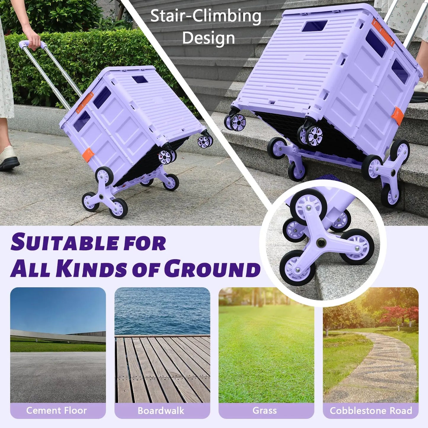 SELORSS Large Capacity Foldable Utility Cart Outdoor Portable Shopping Carts Vegetable Basket Cart for Camping Shopping Storage
