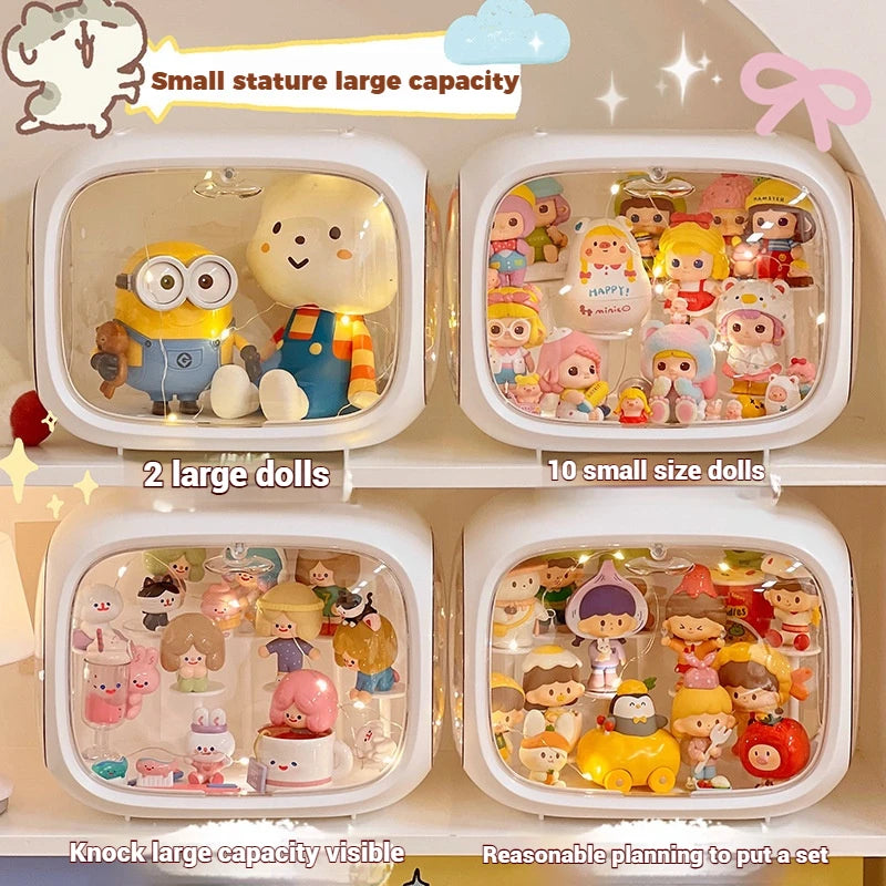 1/2/3/4 PCS Acrylic Organizer Box Display Case with LED Lights for Collectibles Transparent Storage Organizer for Action Figures